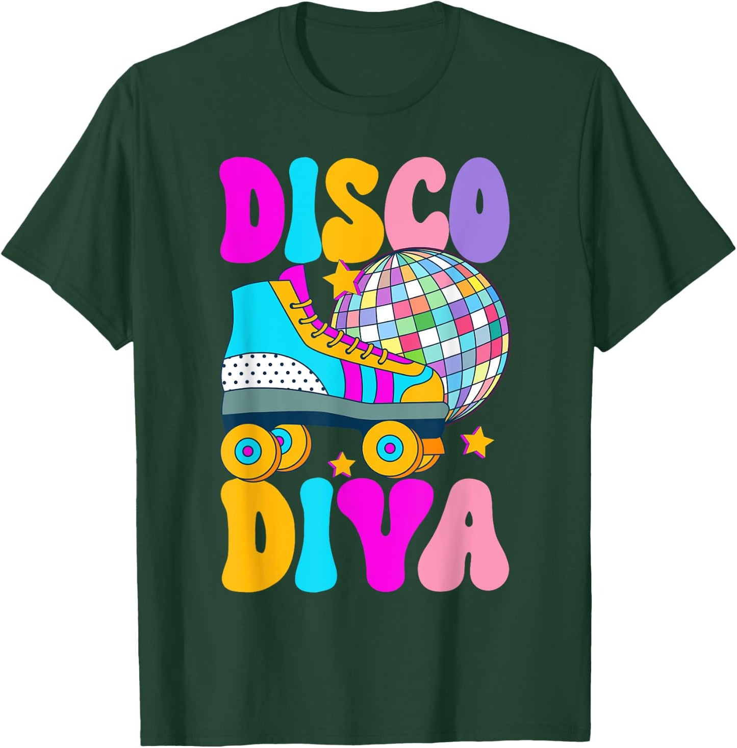 Roller Skating Disco Diva Skate Girl 70s Retro T-Shirt - T-Shirt | Forest