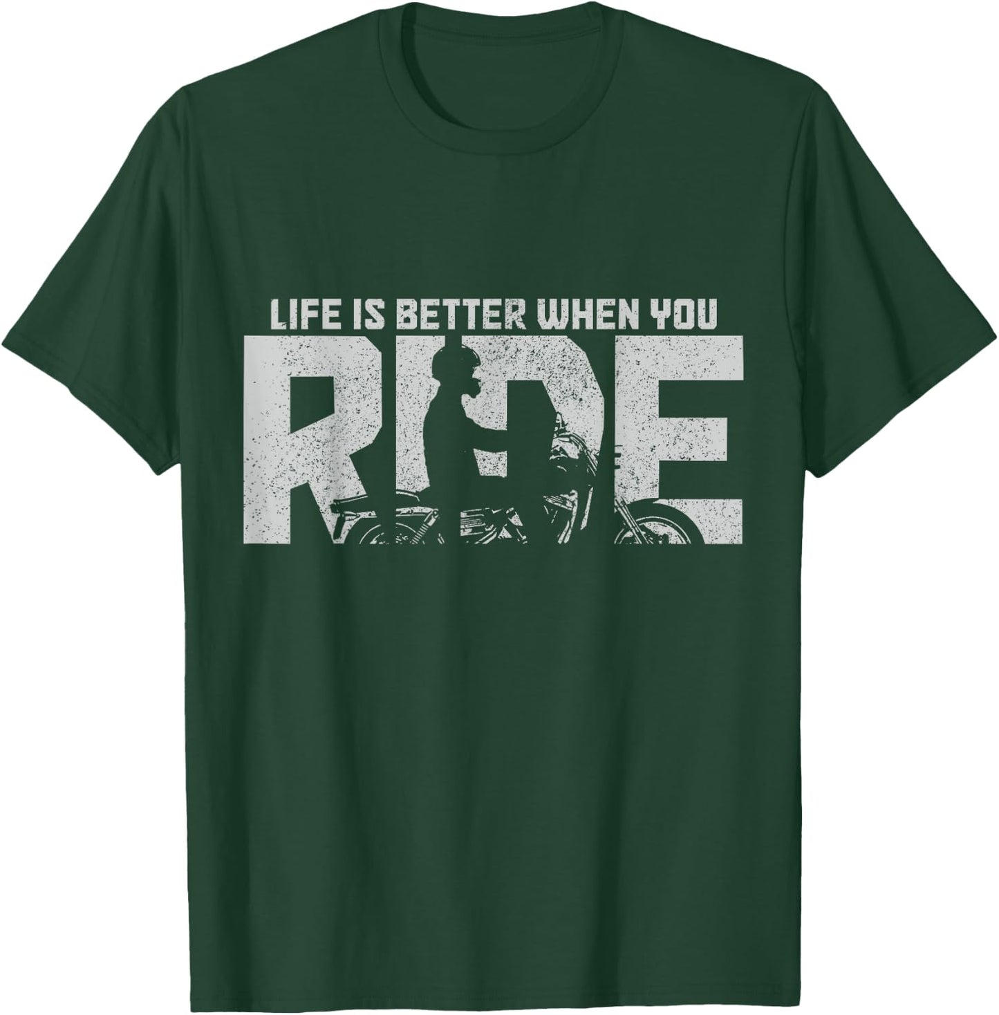 Life Is Better When You Ride Vintage Biker Motorcycle T-Shirt - T-Shirt | Forest