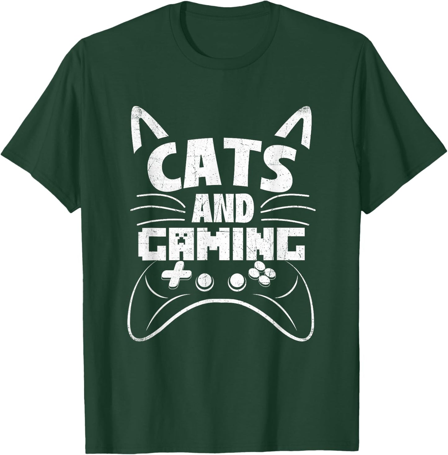 Funny Cat Shirts Cats And Gaming - Video Gamer Veterinarian Animal Pet Lover -Adults Black Short Sleeve Small T-Shirt - T-Shirt | Forest