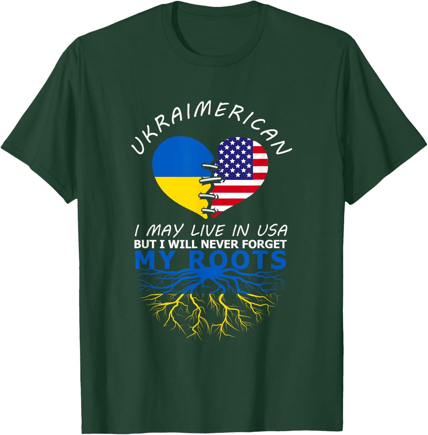 Ukraine USA Proud Of Both Countries Ukraimerican T-Shirt - T-Shirt | Forest