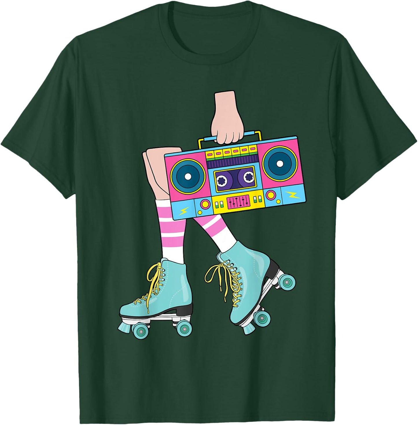 Roller Skating Retro 80's Roller Girl Funny Skater Skates T-Shirt - T-Shirt | Forest