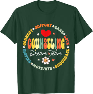 Groovy Counseling Dream Team Appreciation Back to School T-Shirt - T-Shirt | Forest