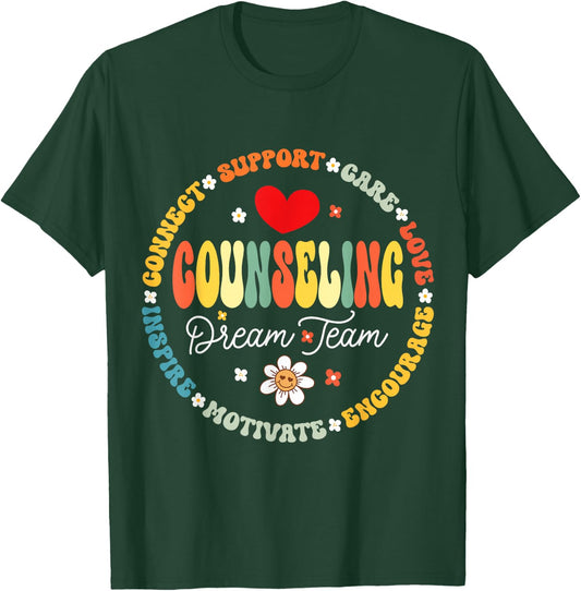 Groovy Counseling Dream Team Appreciation Back to School T-Shirt - T-Shirt | Forest