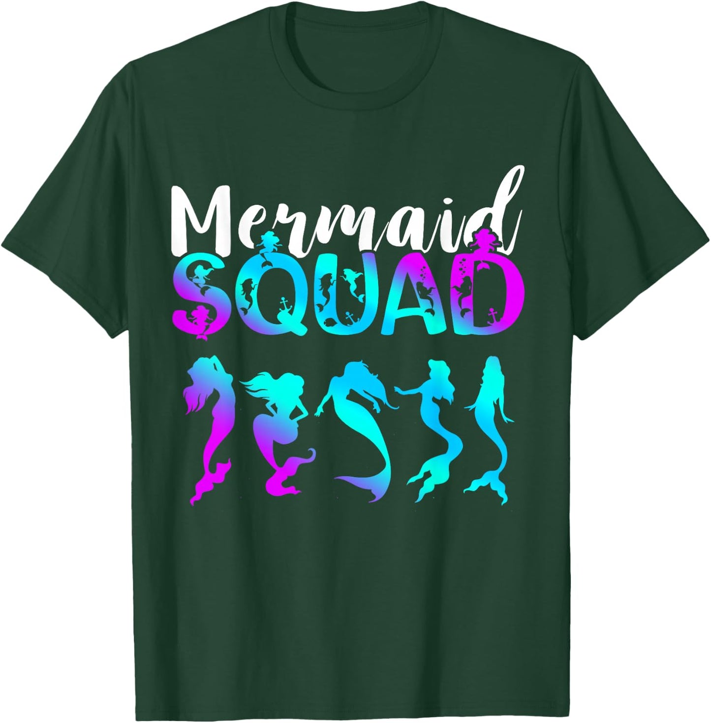 Mermaid Squad Clamshell Mermaid Crew Mermaid Squad Birthday T-Shirt - T-Shirt | Forest