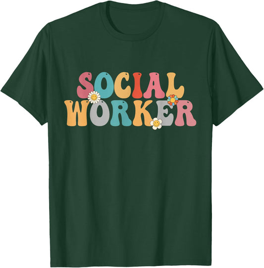 Social Worker Retro Groovy School Social Worker T-Shirt - T-Shirt | Forest