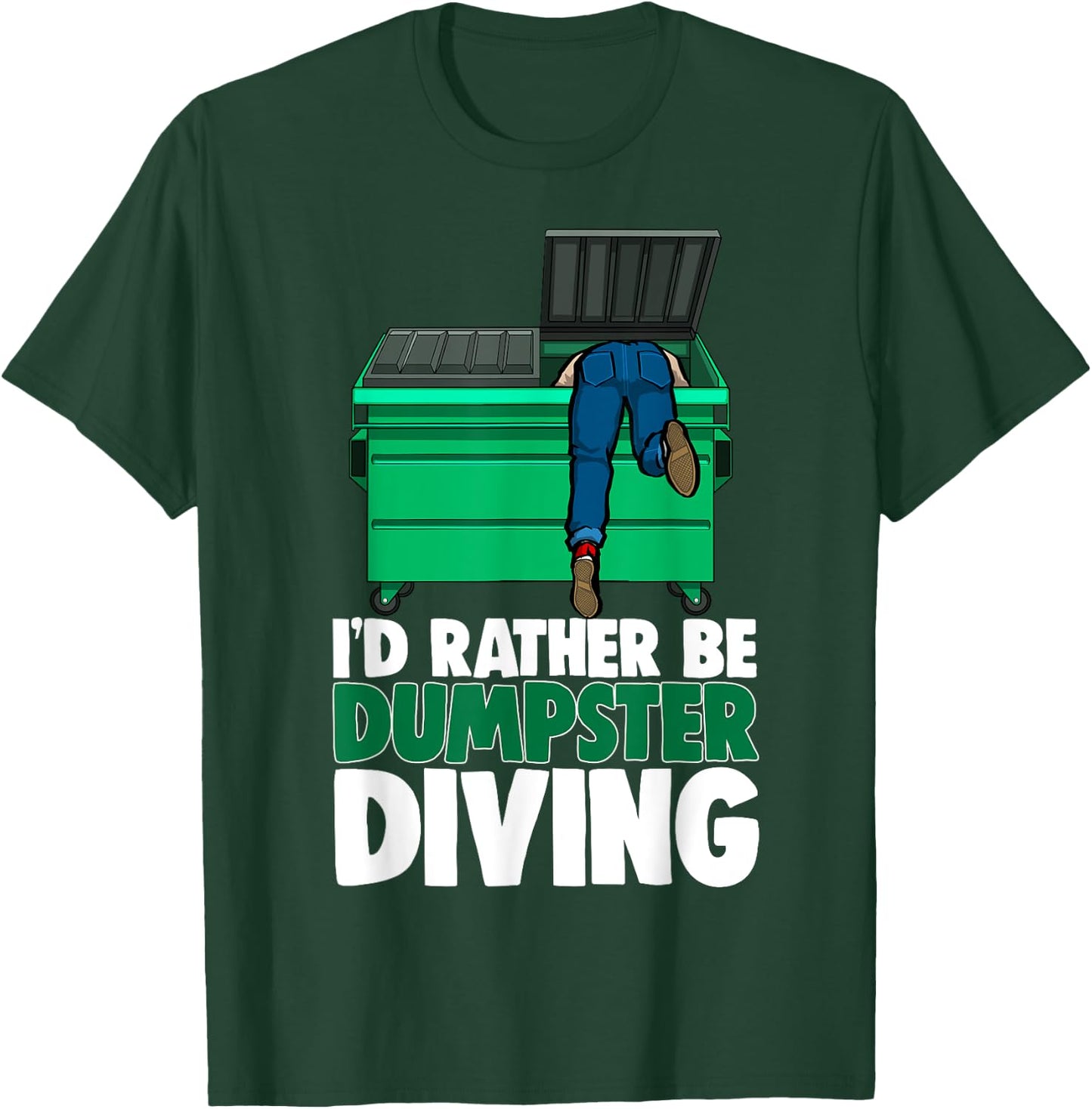 I'd Rather Be Dumpster Diving Men Valentines Day Love Hearts T-Shirt - T-Shirt | Forest
