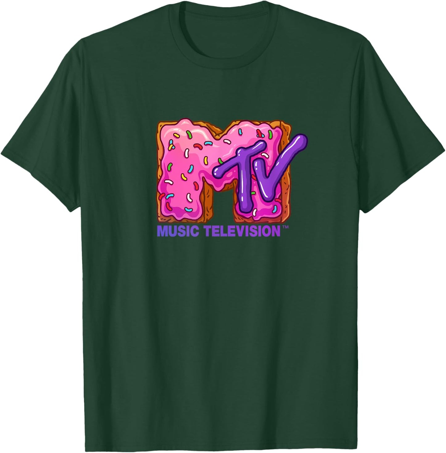Mademark x MTV - The official MTV Logo with a pink sugar cream donut cake T-Shirt - T-Shirt | Forest