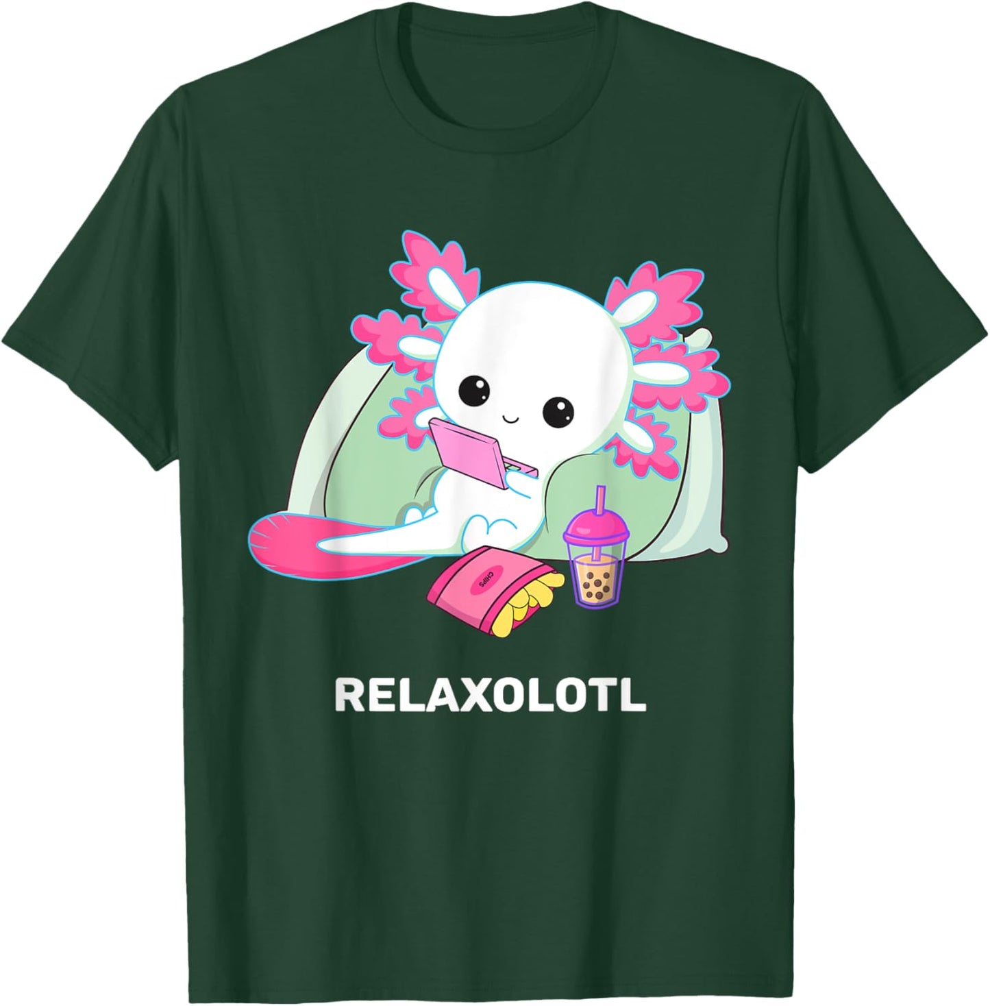 Cute Axolotl Lover Mexican Salamander Relaxolotl T-Shirt - T-Shirt | Forest