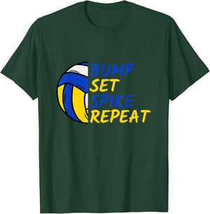 Bump Set Spike Repeat Volleyball Player T-Shirt - T-Shirt | Forest