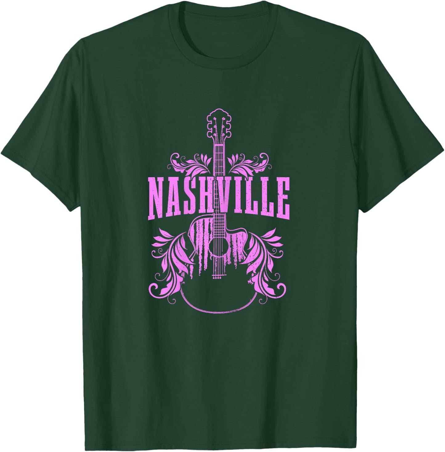 Nashville Tennessee Country Music City Vintage Guitar T-Shirt - T-Shirt | Forest