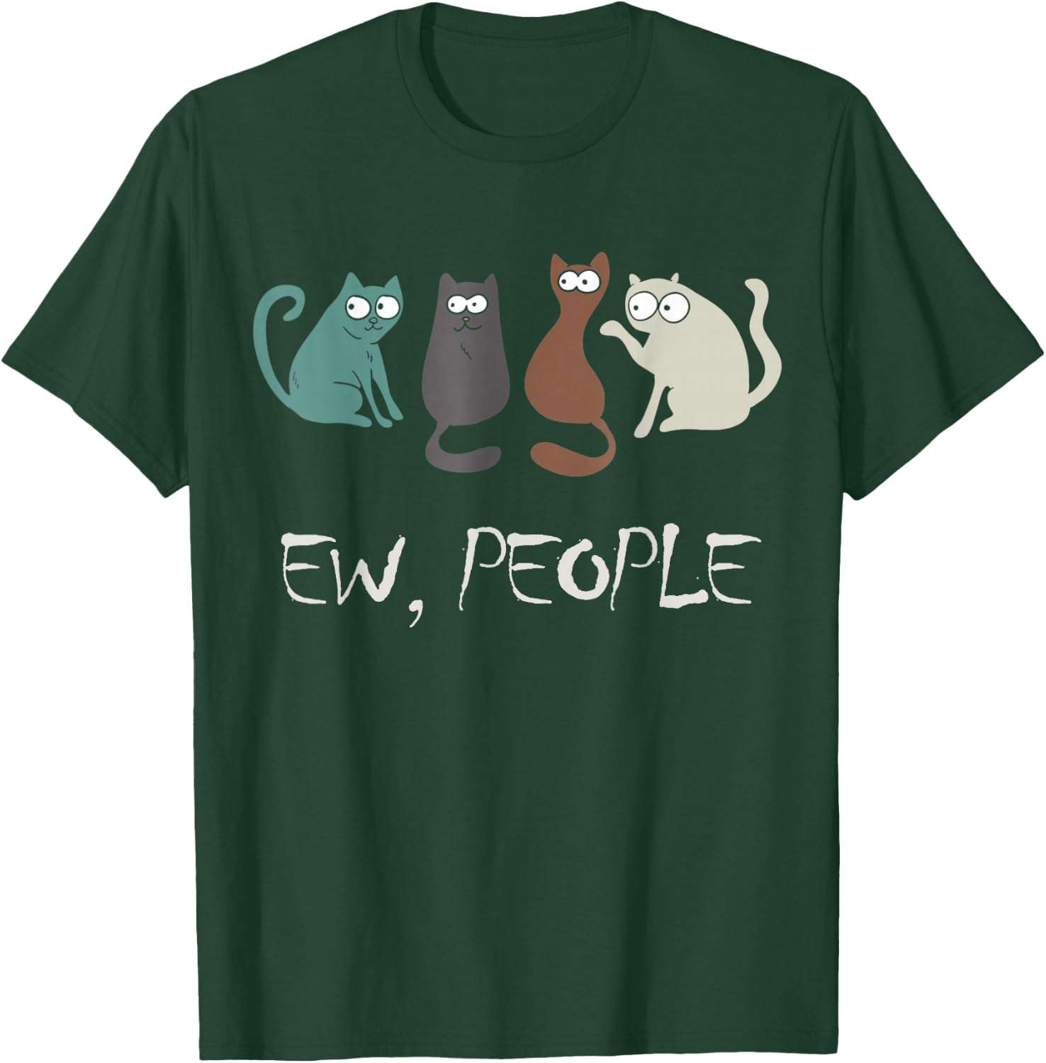 Ew People Funny Black Cat Cute Meowy Kitty Cat Lover Gift T-Shirt - T-Shirt | Forest