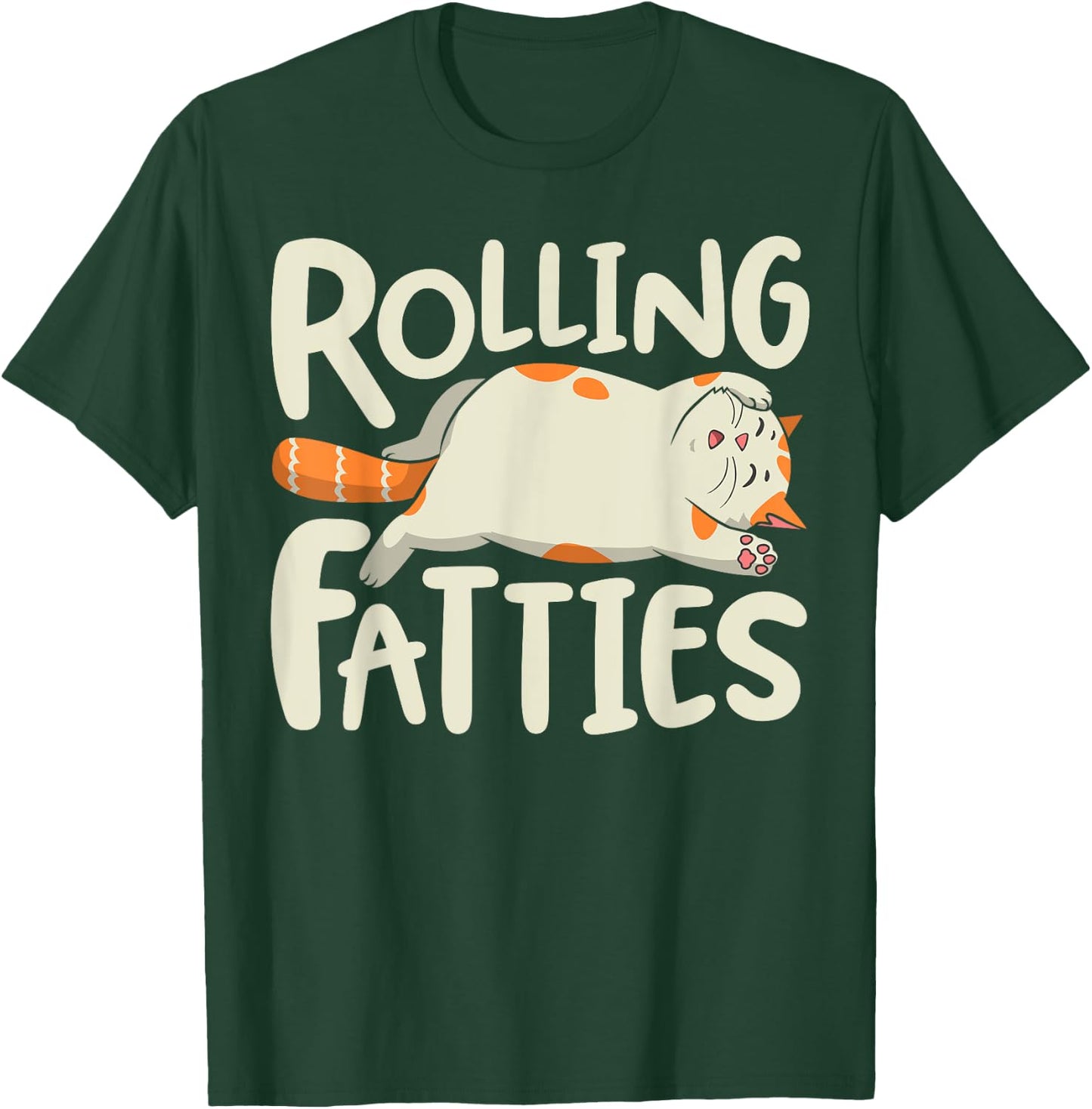 Rolling Fatties Cat Funny Kitty Kitten Lovers Retro Vintage Women Girls Kids T-Shirt - T-Shirt | Forest