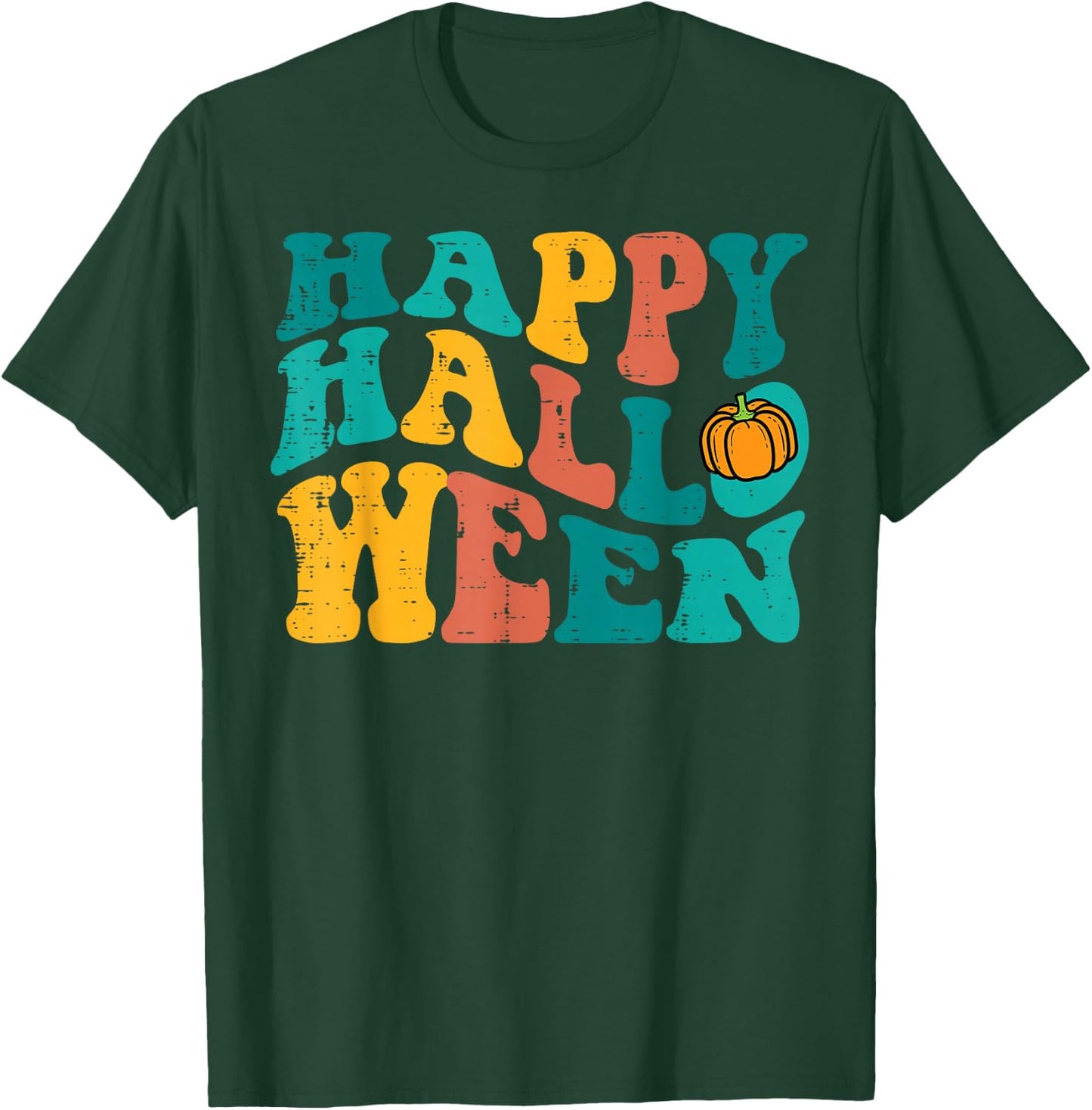 Groovy Happy Halloween Retro 70s 80s Costume Men Women Kids T-Shirt - T-Shirt | Forest