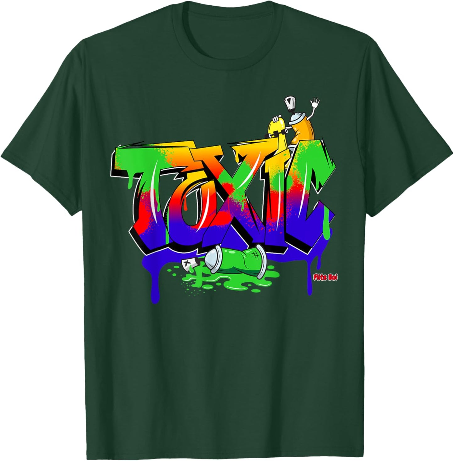 Flite Boi - Urban - Toxic Graffiti Graphic T-Shirt - T-Shirt | Forest