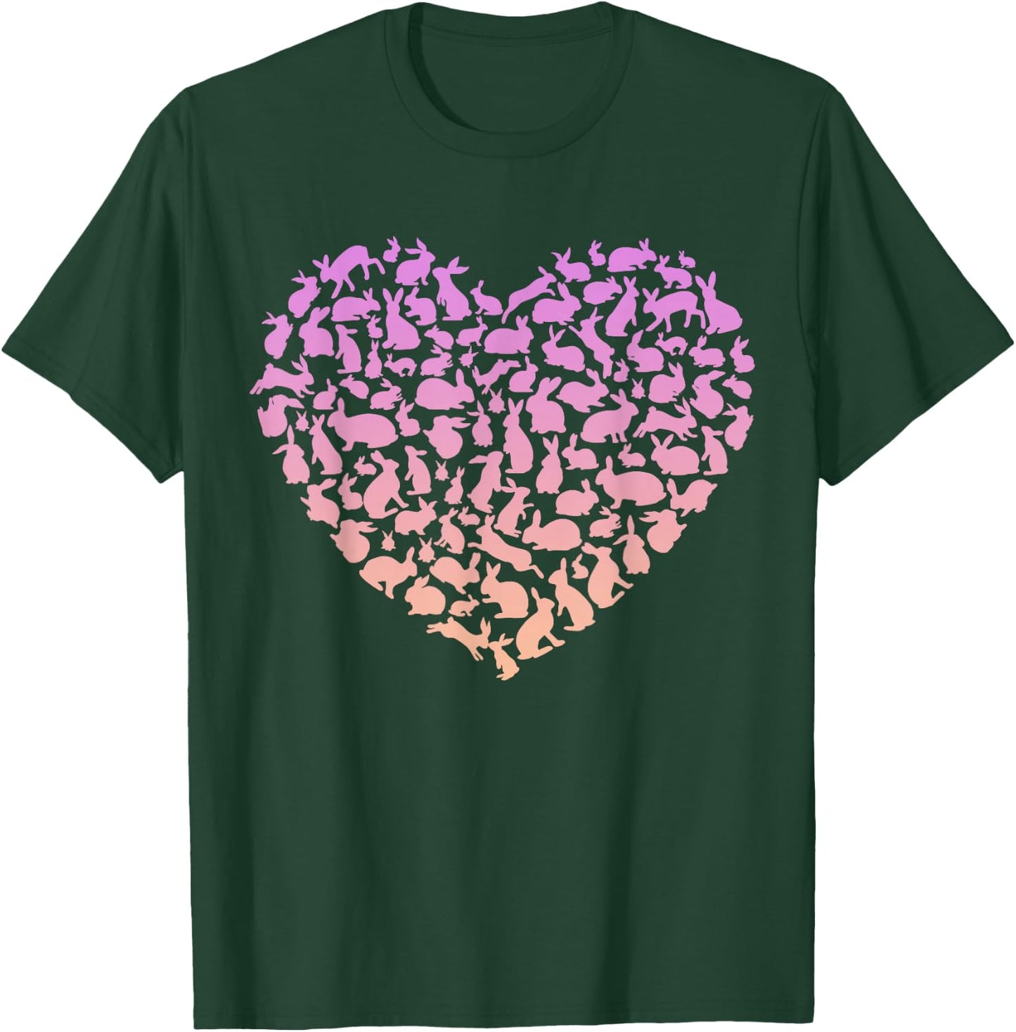 Silhouette Heart Bunny for Rabbit Lover Girls Rabbit T-Shirt - T-Shirt | Forest