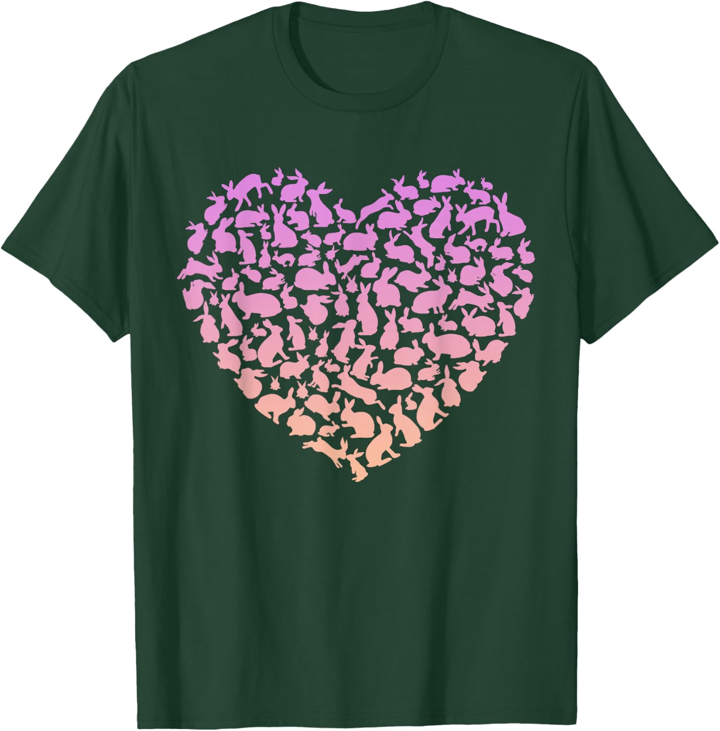 Silhouette Heart Bunny for Rabbit Lover Girls Rabbit T-Shirt - T-Shirt | Forest