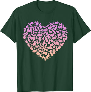 Silhouette Heart Bunny for Rabbit Lover Girls Rabbit T-Shirt - T-Shirt | Forest