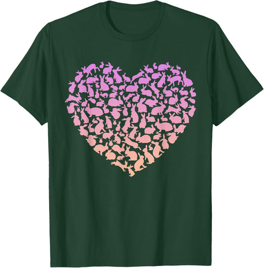 Silhouette Heart Bunny for Rabbit Lover Girls Rabbit T-Shirt - T-Shirt | Forest