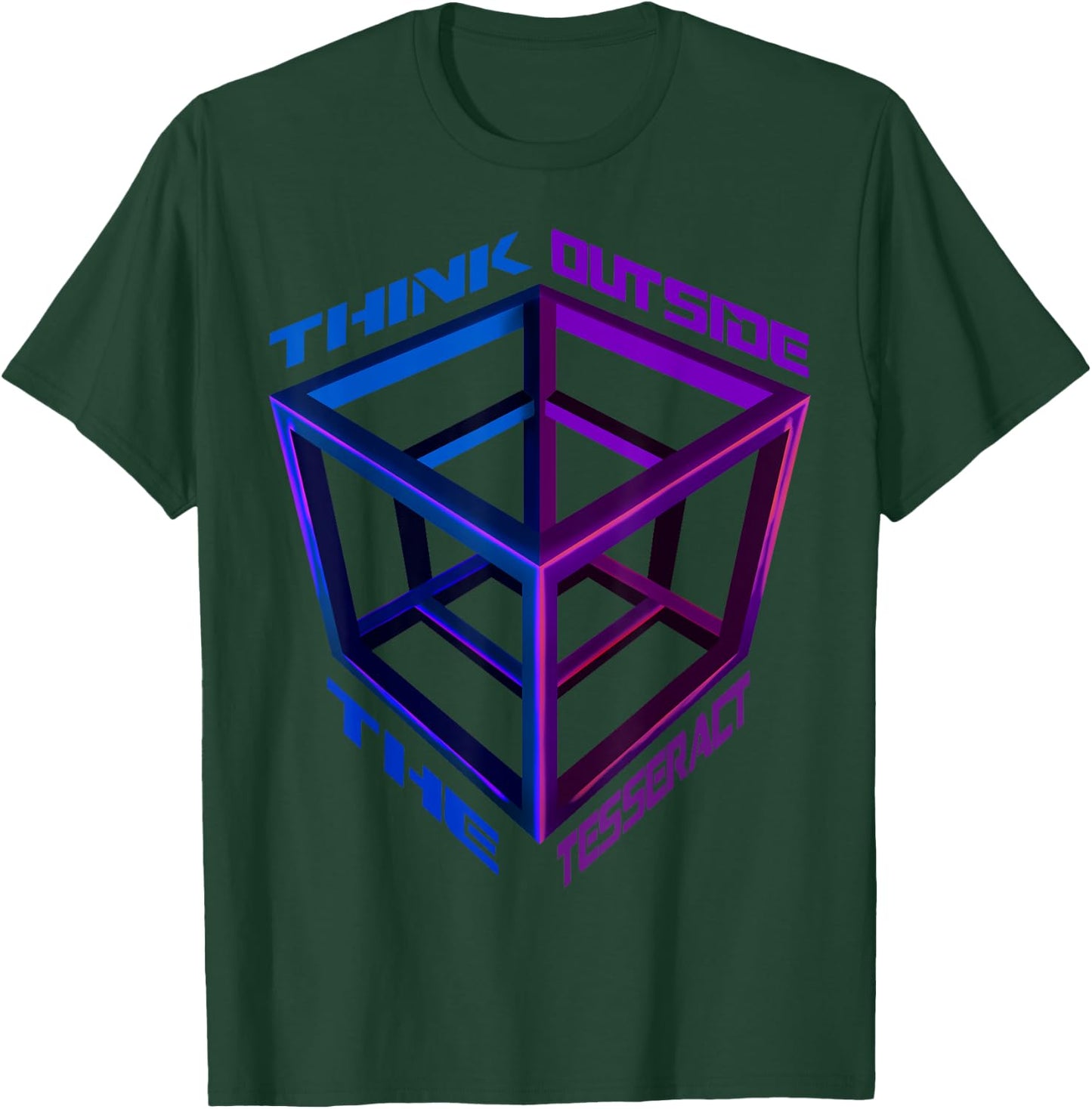 Think Outside The Tesseract Geometry Geek Cube T-Shirt - T-Shirt | Forest