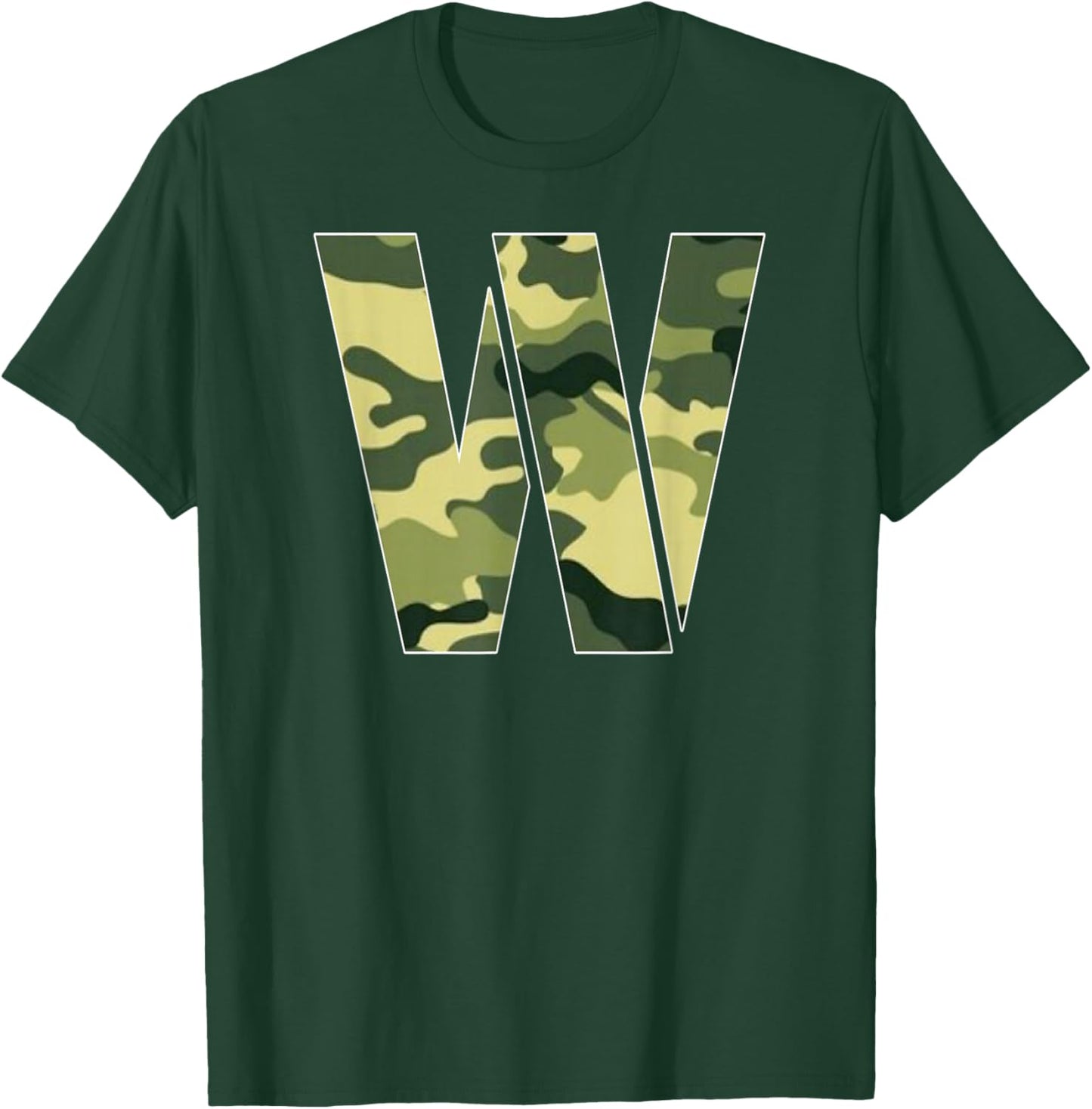 Personalized Camoflauge Letter W Initial | Camo Letter W T-Shirt - T-Shirt | Forest