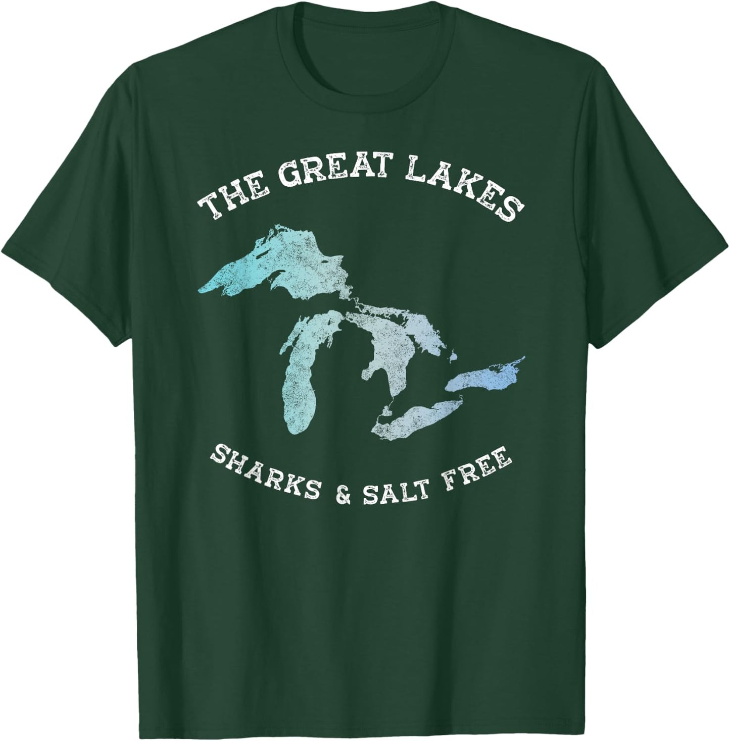 Sharks and Salt Free Great Lakes State Michigan Vacation T-Shirt - T-Shirt | Forest
