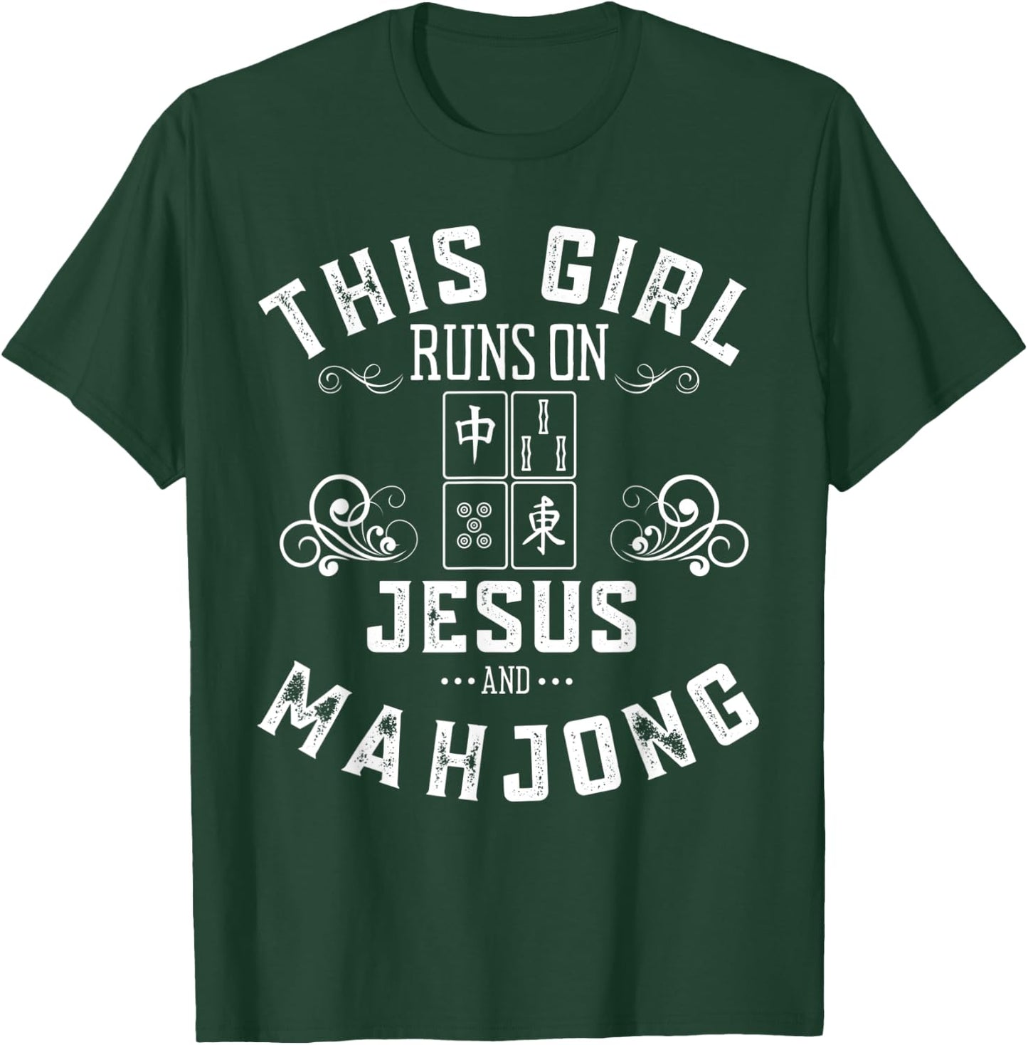 This Girl Runs On Jesus And Mahjong T-Shirt - T-Shirt | Forest