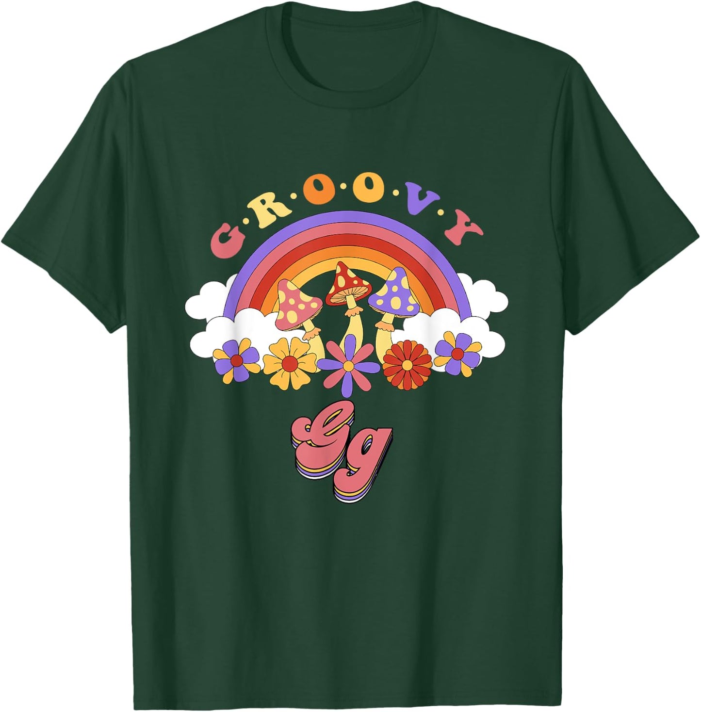 Groovy Gg Retro Rainbow Colorful Flowers Mothers Day T-Shirt - T-Shirt | Forest