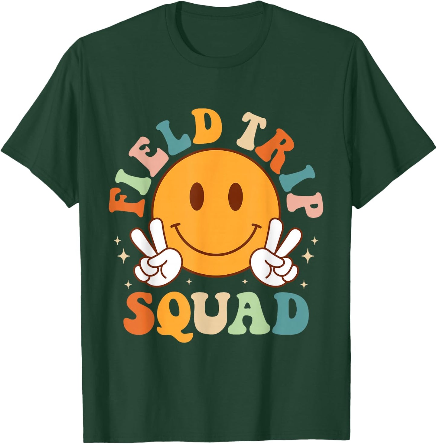 School Field-Trip Squad Groovy Field Day 2023 Teacher Kids T-Shirt - T-Shirt | Forest