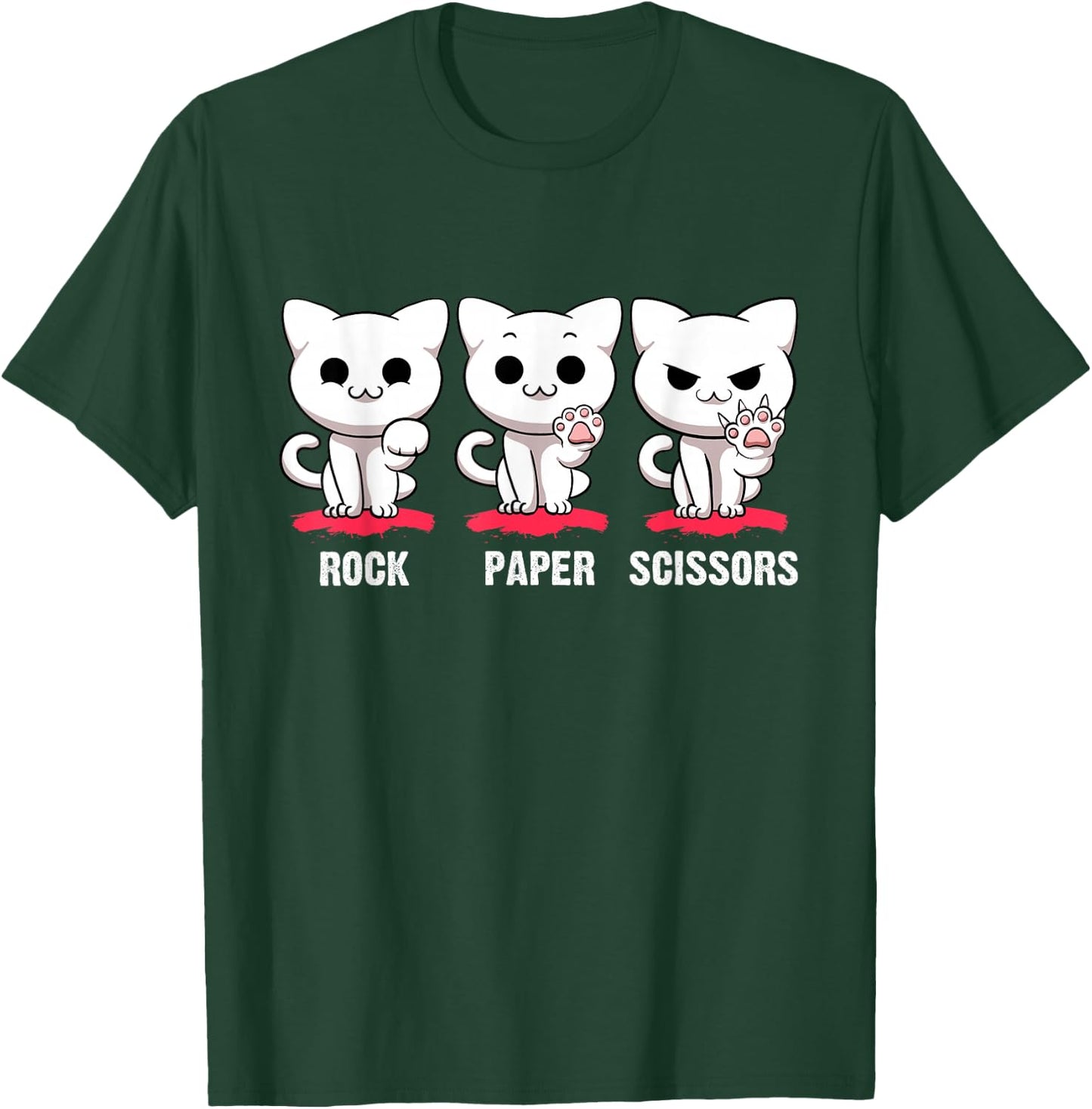 Cat Rock Paper Scissors Cute Cat Paws Funny Cat Kitty Lover T-Shirt - T-Shirt | Forest