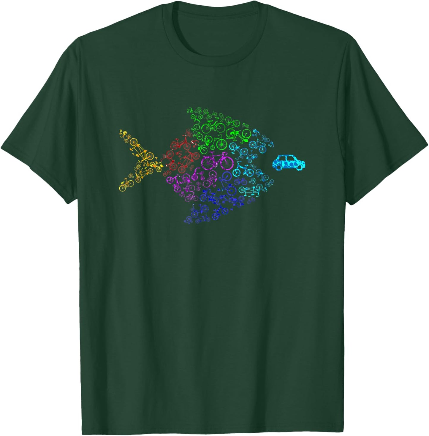 Bicycle Shark Fish Eats Car Cycling Cyclist T-Shirt - T-Shirt | Forest