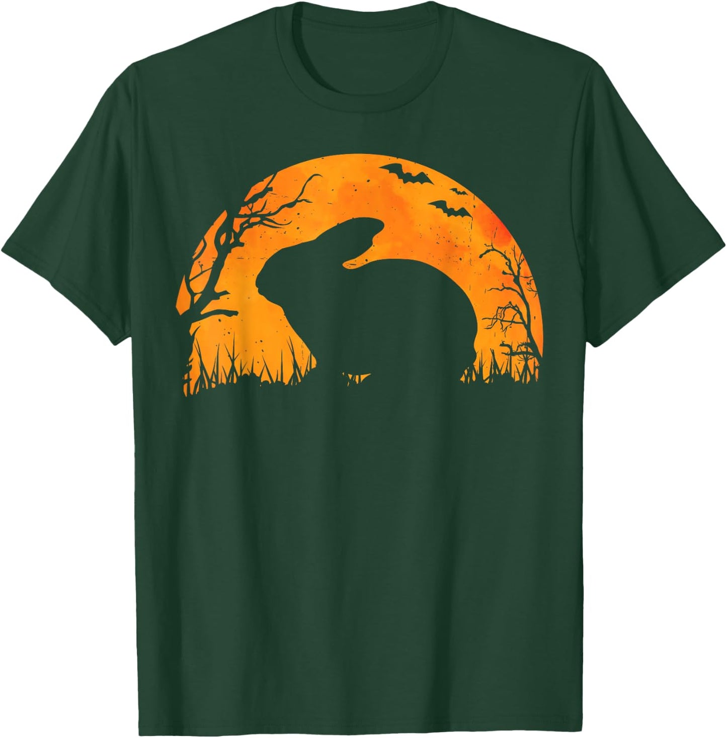 Funny Rabbit Halloween Moon Silhouette Spooky Bunny Lover T-Shirt - T-Shirt | Forest