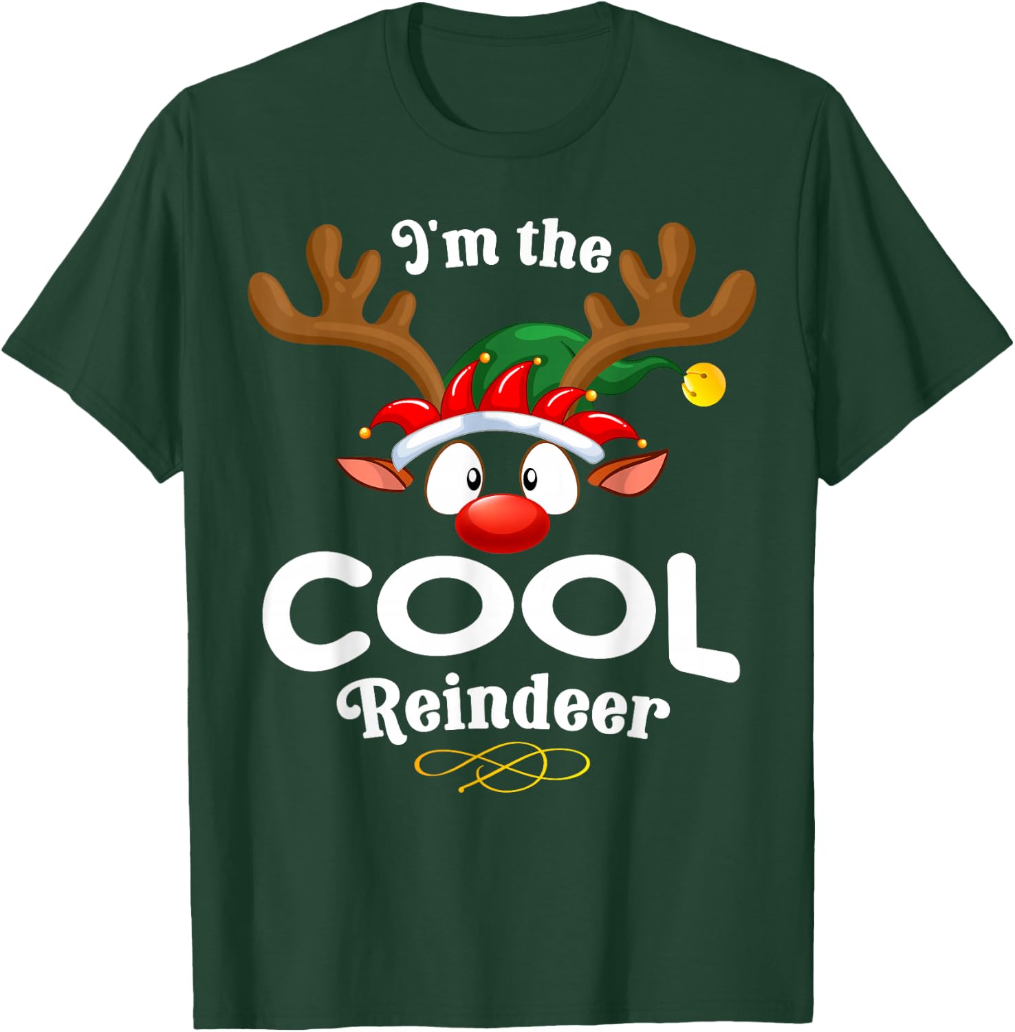 Christmas PJS Cool XMas Reindeer Matching T-Shirt - T-Shirt | Forest