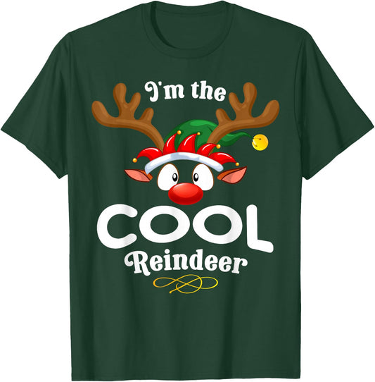 Christmas PJS Cool XMas Reindeer Matching T-Shirt - T-Shirt | Forest