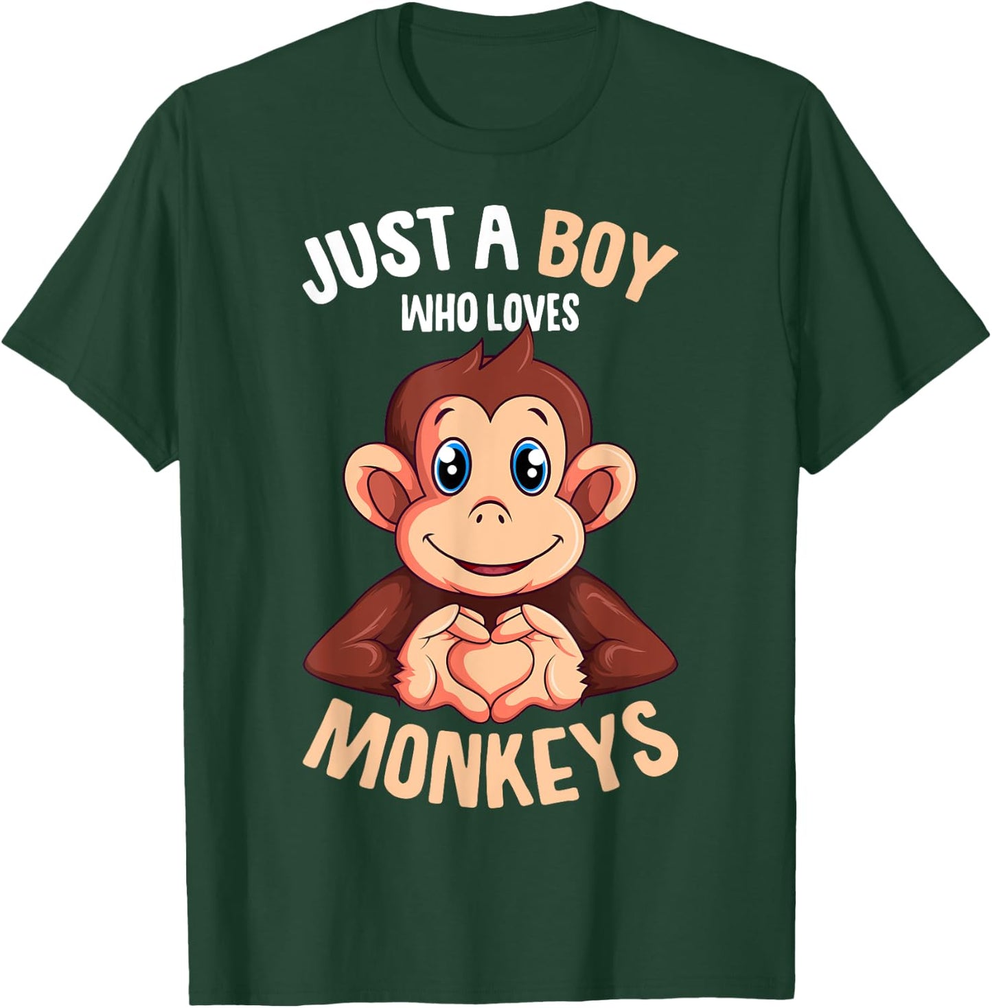 Just A Boy Who Loves Monkeys Boys Kids Monkey T-Shirt - T-Shirt | Forest