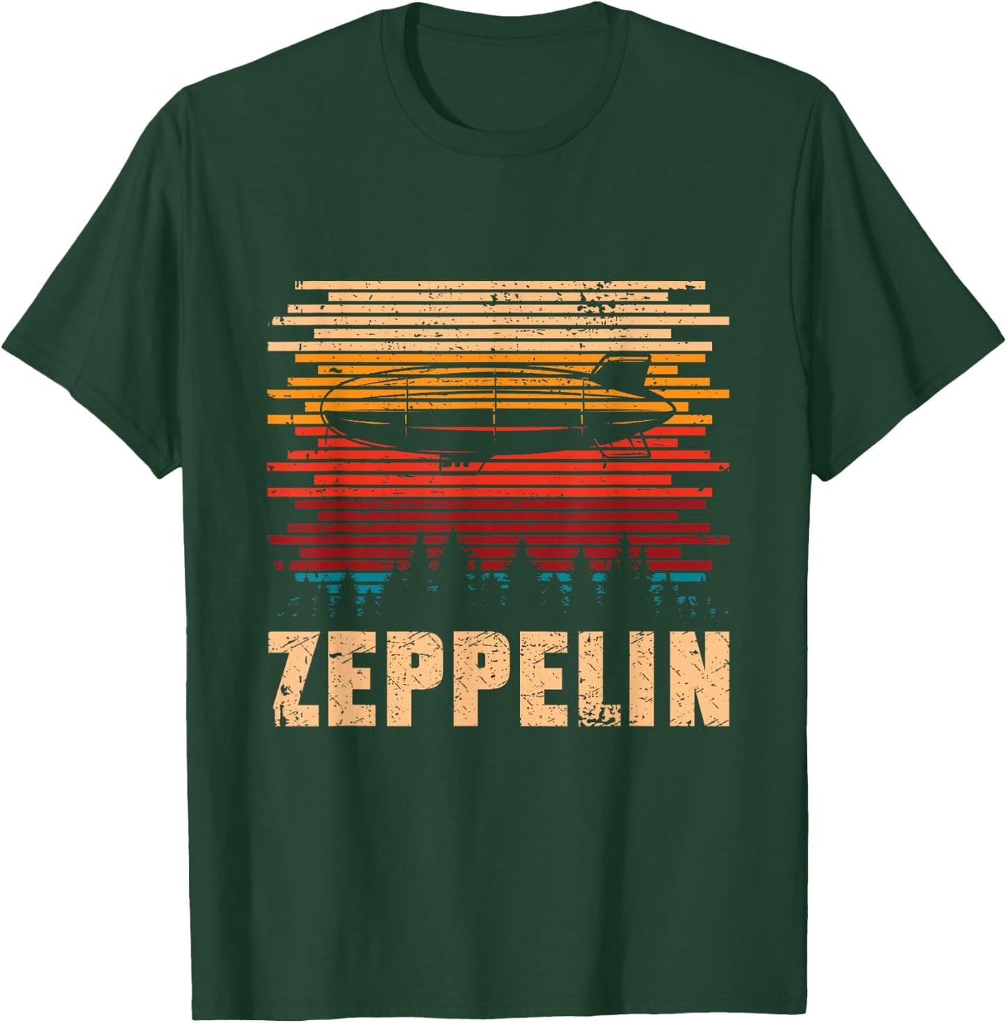 Retro Zeppelin 70s 80s Dirigible Airship Zepelin Zepplin T-Shirt - T-Shirt | Forest