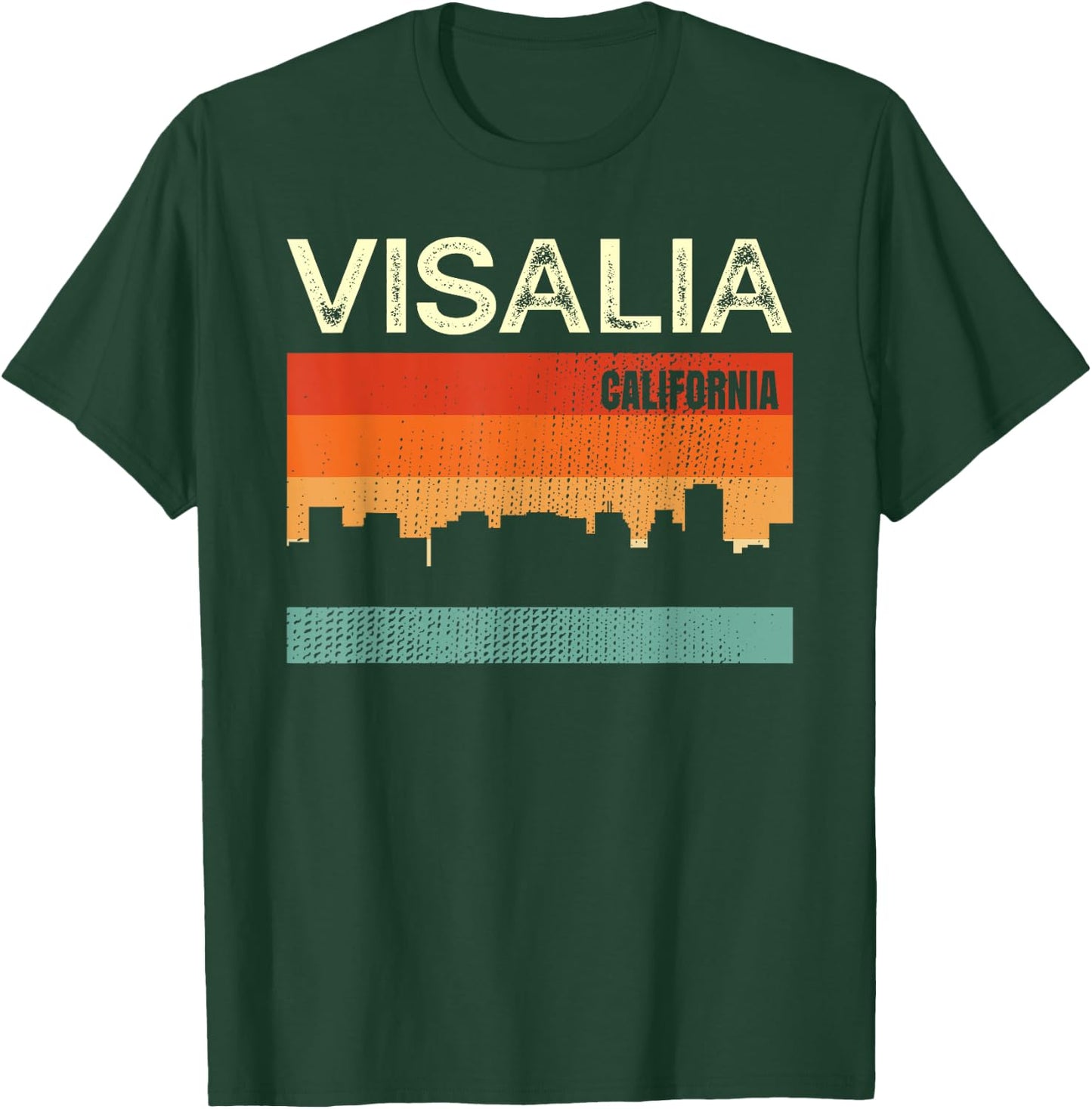 Visalia California Town Skyline T-Shirt - T-Shirt | Forest