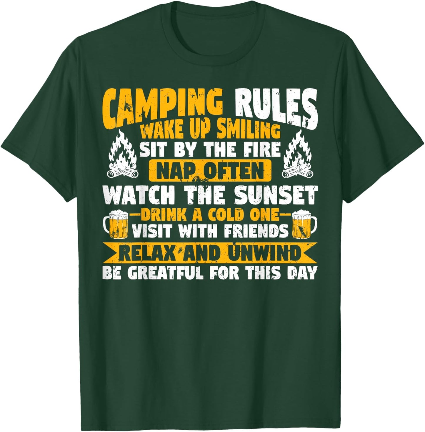 Motorhome Funny Camper Camping Rules T-Shirt - T-Shirt | Forest