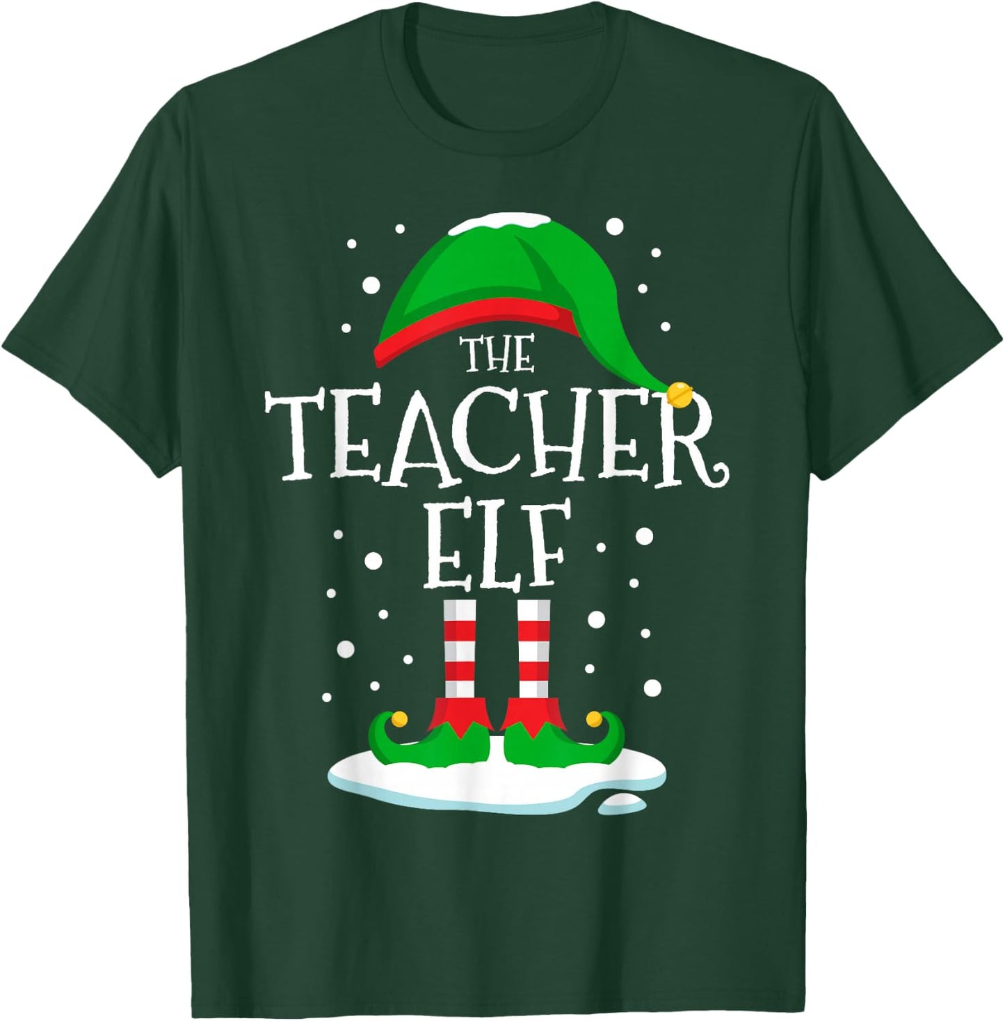 The Teacher Elf Christmas Family Matching Xmas Group Funny T-Shirt - T-Shirt | Forest