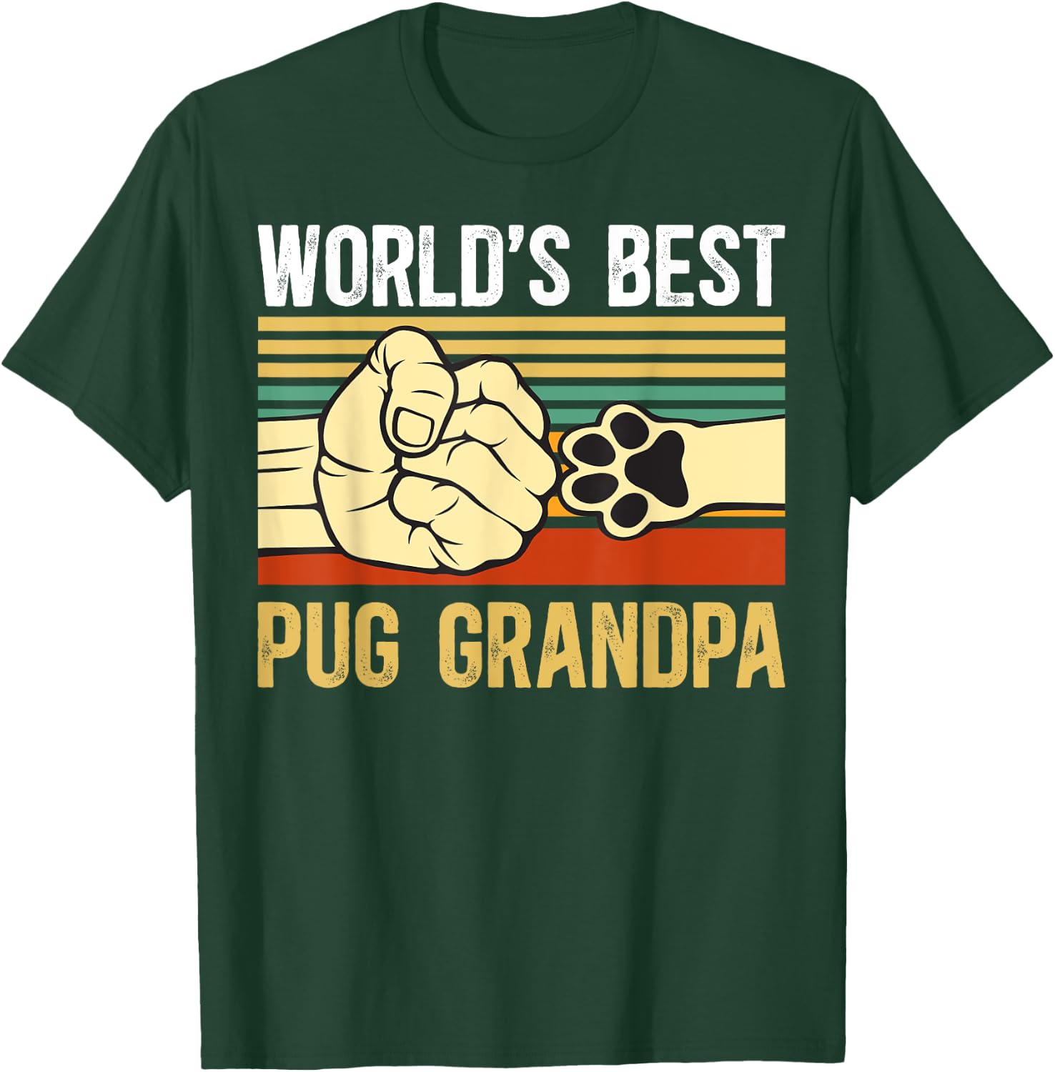 World's Best Pug Grandpa Of A Pug Grandfather T-Shirt - T-Shirt | Forest