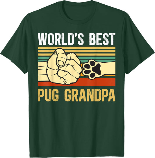 World's Best Pug Grandpa Of A Pug Grandfather T-Shirt - T-Shirt | Forest