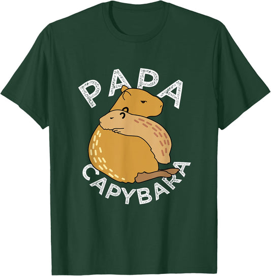 Capybara Animals Pet - Papa Capybara T-Shirt - T-Shirt | Forest