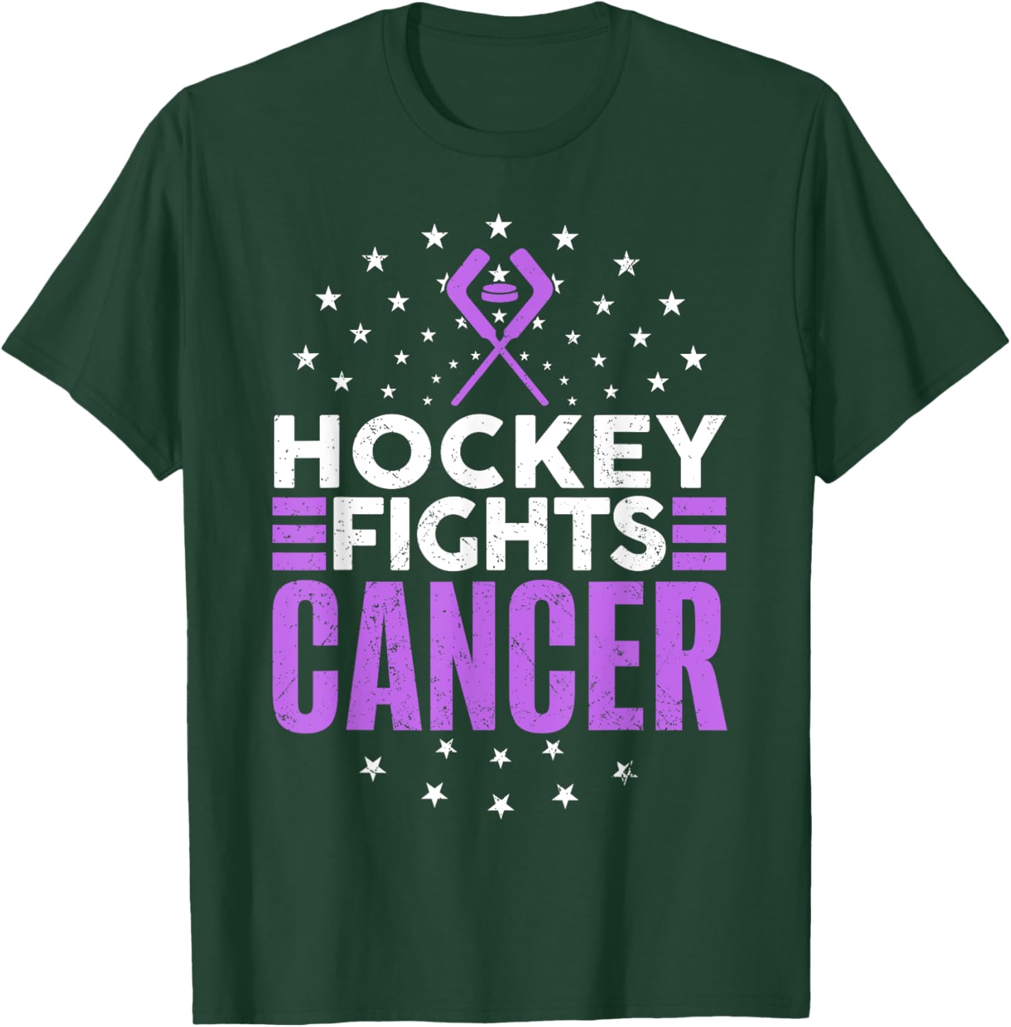 KAH Cancer Awareness Hockey Themed Cancer Awareness , Adult, Black, Small, Short Sleeve T-Shirt - T-Shirt | Forest
