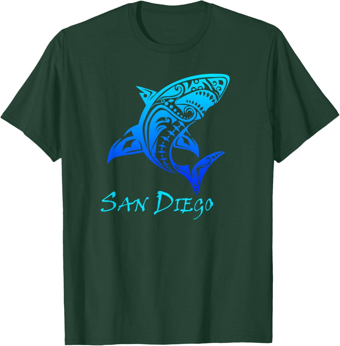 San Diego, California Vintage Vacation Tribal Shark T-Shirt - T-Shirt | Forest