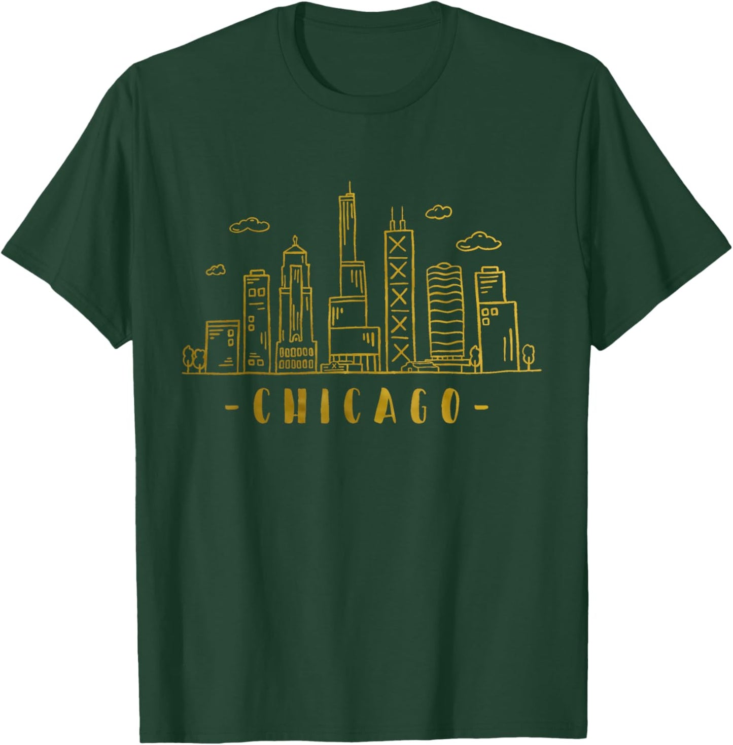 Chicago Skyline Illinois Vintage T-Shirt - T-Shirt | Forest