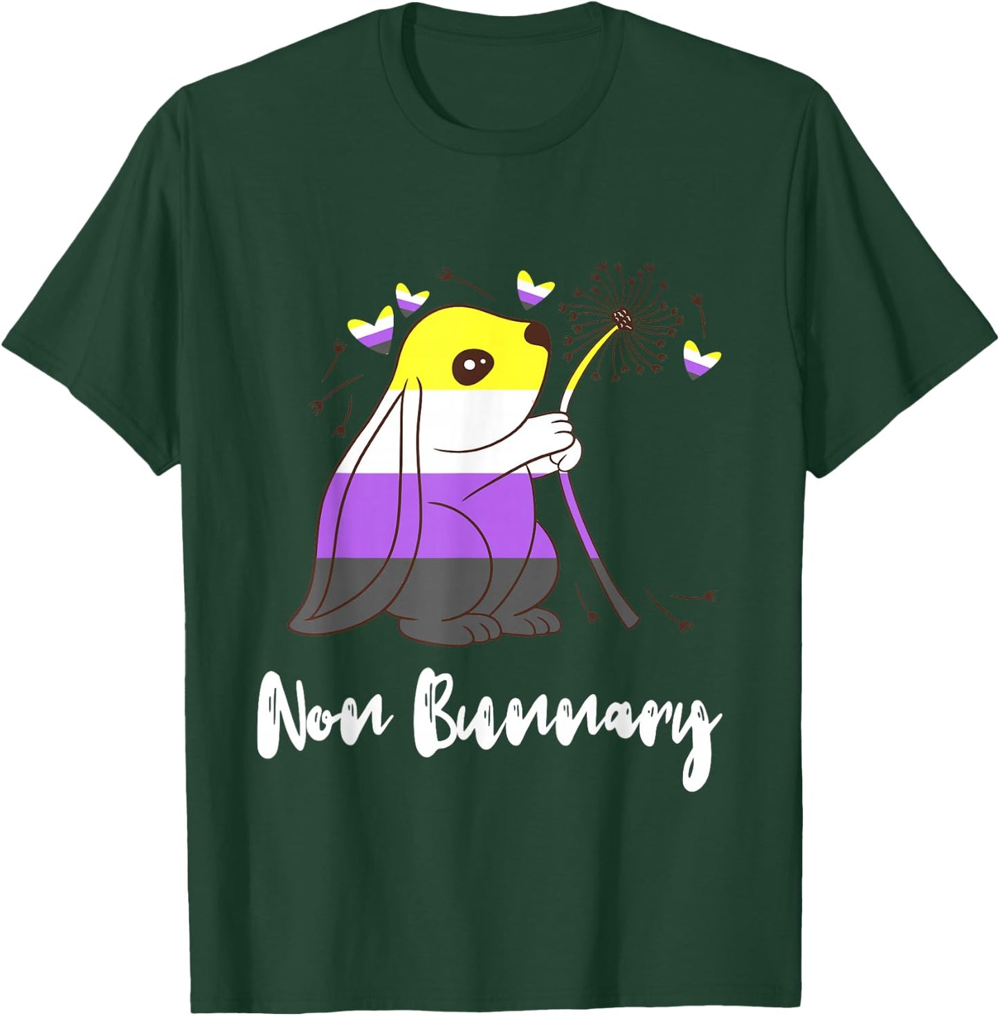 Cute Bunny Heart Nonbinary Flag Nonbinary Pride Non Binary T-Shirt - T-Shirt | Forest