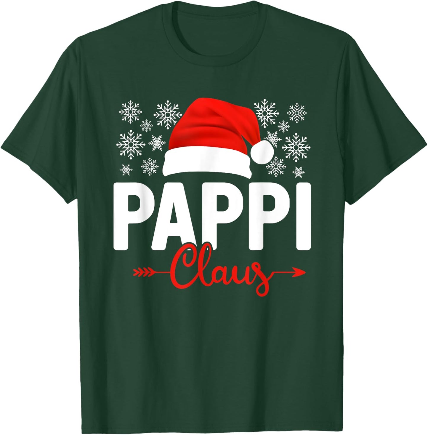 Pappi Claus Xmas Light Funny Santa Hat Christmas Ugly T-Shirt - T-Shirt | Forest