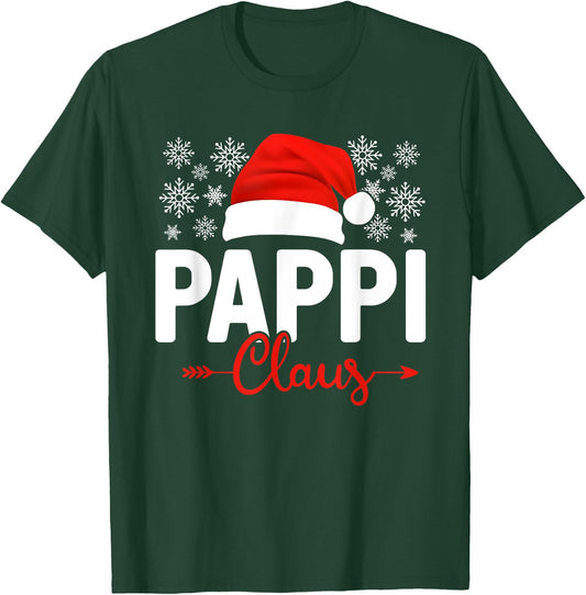 Pappi Claus Xmas Light Funny Santa Hat Christmas Ugly T-Shirt - T-Shirt | Forest