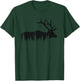 Elk Trees Silhouette Buck Deer Hunting Outdoors T-Shirt - T-Shirt | Forest