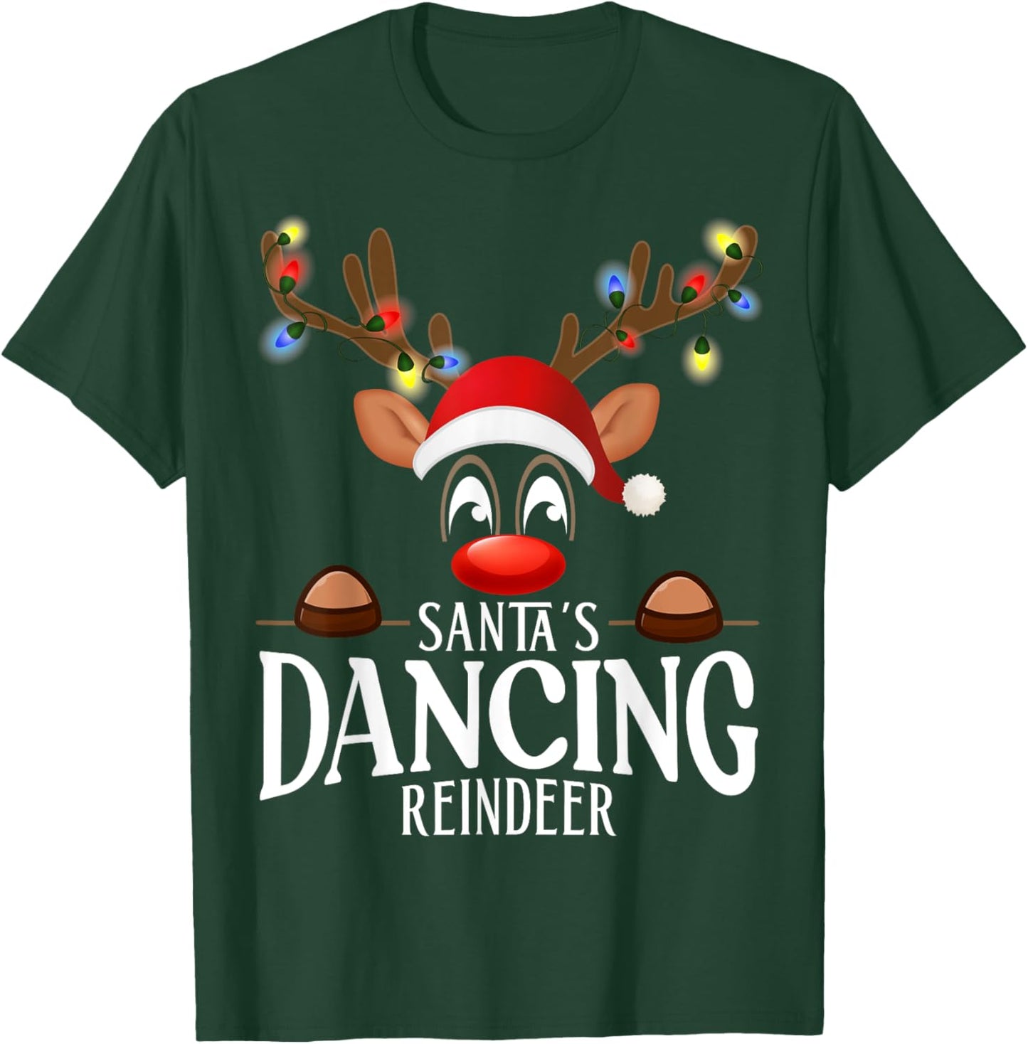 Santa's Dancing Reindeer Funny XMas Matching PJS T-Shirt - T-Shirt | Forest