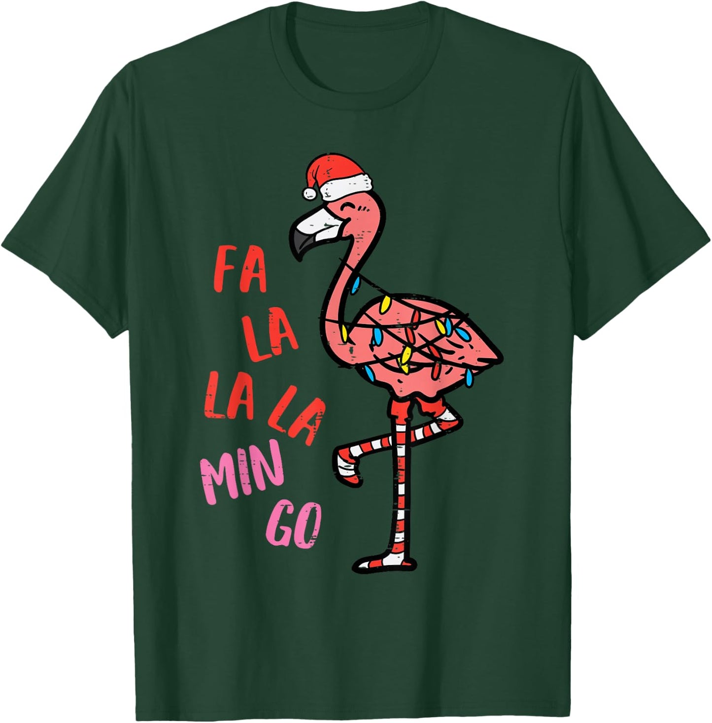 Christmas Fa La La Mingo Flamingo Xmas Women Girls Kids Men T-Shirt - T-Shirt | Forest